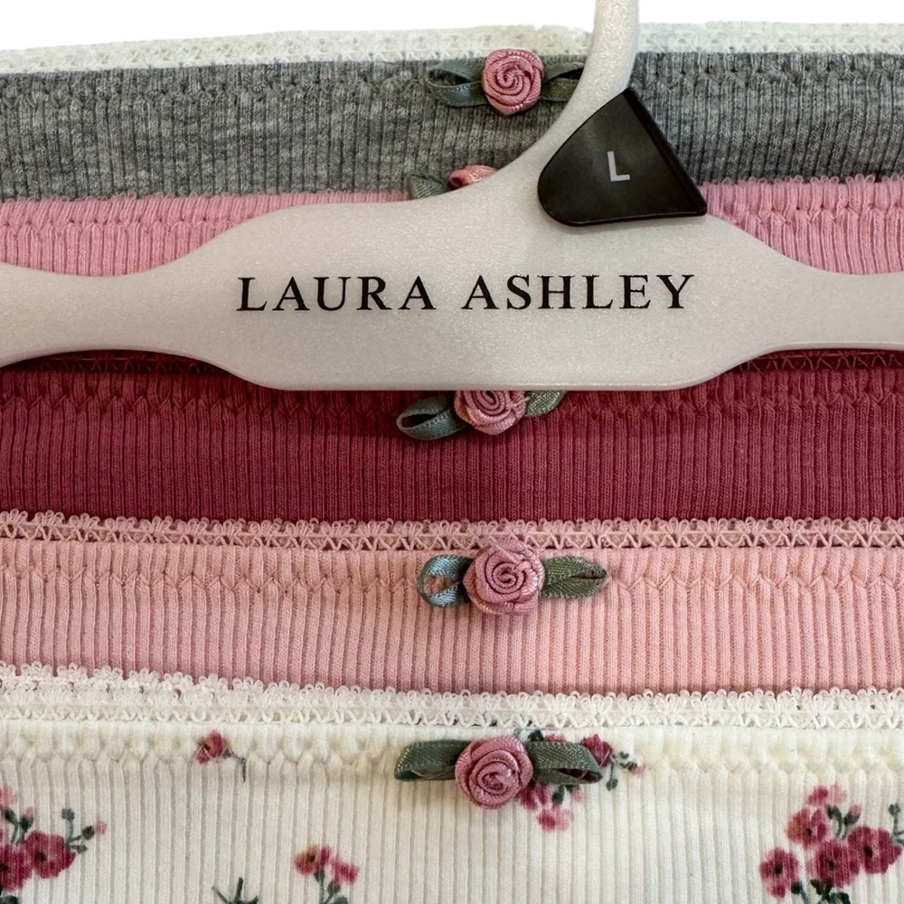 LAURA ASHLEY 5 Pack Panties Stretchy Ribbed Soft Comfy Lace Trim NWT Large - Picture 7 of 12